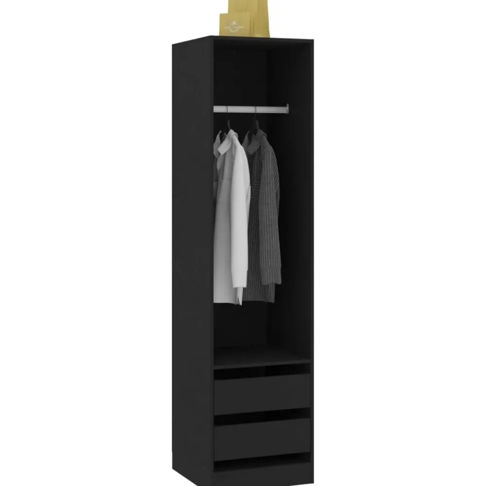 Vaatekaappi vetolaatikoilla musta 50cm lastulevy*FinePRICE Outlet