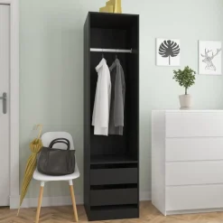 Vaatekaappi vetolaatikoilla musta 50cm lastulevy*FinePRICE Outlet