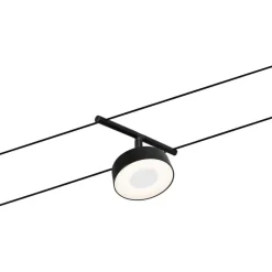 Vaijerivalaisin CorDuo RoundMac, 200lm, 4.5W, 3000K, 12V, mattamusta/kromi*Paulmann New