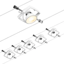 Discount Vaijerivalaisinsetti CorDuo Mac II, GU5.3, 230/12V, 5 valaisinta, mattavalkoinen/kromi Vaijerivalaisimet