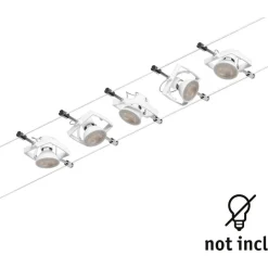 Discount Vaijerivalaisinsetti CorDuo Mac II, GU5.3, 230/12V, 5 valaisinta, mattavalkoinen/kromi Vaijerivalaisimet