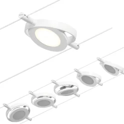 Online Vaijerivalaisinsetti CorDuo RoundMac Basic, 3000K, 230/12V, 5 valaisinta, valkoinen/kromi Vaijerivalaisimet
