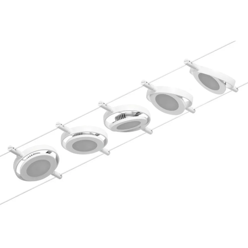 Online Vaijerivalaisinsetti CorDuo RoundMac Basic, 3000K, 230/12V, 5 valaisinta, valkoinen/kromi Vaijerivalaisimet