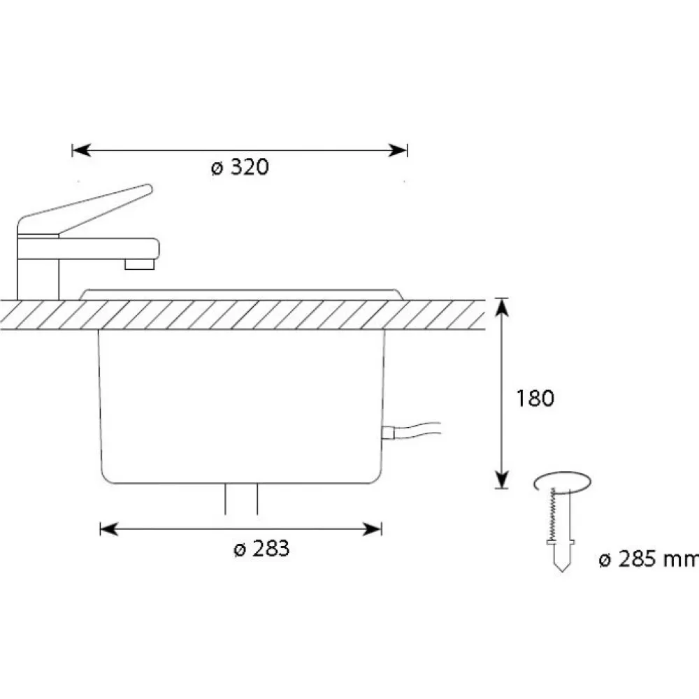 Valaiseva kiulu poistoaukolla IB320 valokuiduille Ø 320x180 mm*Cariitti Discount