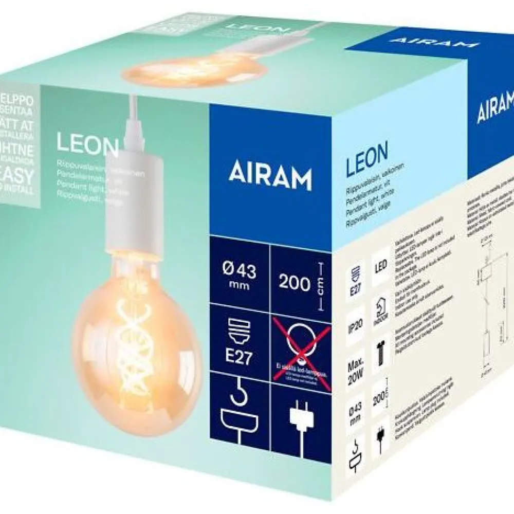 Valaisinripustusjohto Leon, tekstiili, E27, Ø45 x 90mm, johto 2m*Airam Hot