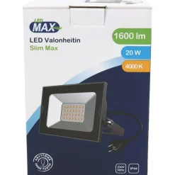 Valonheitin LED Max Slim LED, 20W, 1600lm, 4000K Valonheittimet