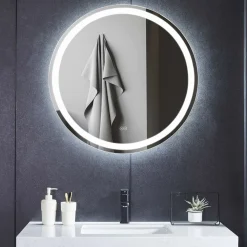 Valopeili ø60cm, LED edessä, säädettävä värilämpötila Kylpyhuoneen Peilit