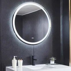 Online Valopeili ø80cm, LED edessä, säädettävä värilämpötila Kylpyhuoneen Peilit