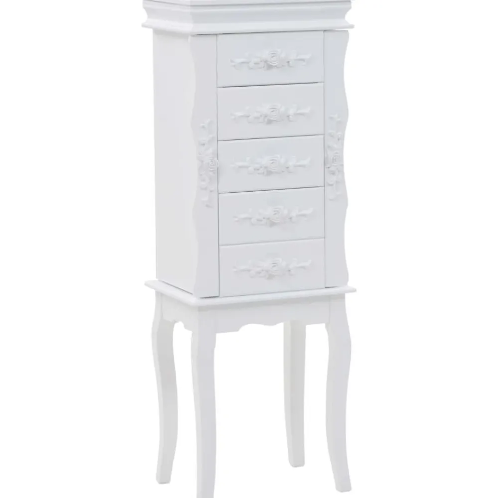 Clearance Vapaasti seisova korukaappi, 34x26x94 cm, valkoinen Lipastot