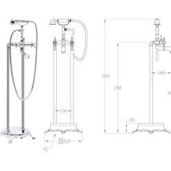 Vapaasti seisova kylpyammeen hana ruostumaton teräs 99,5 cm*FinePRICE Discount