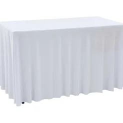 Venyvät pöytäliinat 2 kpl helmalla 183x76x74 cm valkoinen*FinePRICE Discount