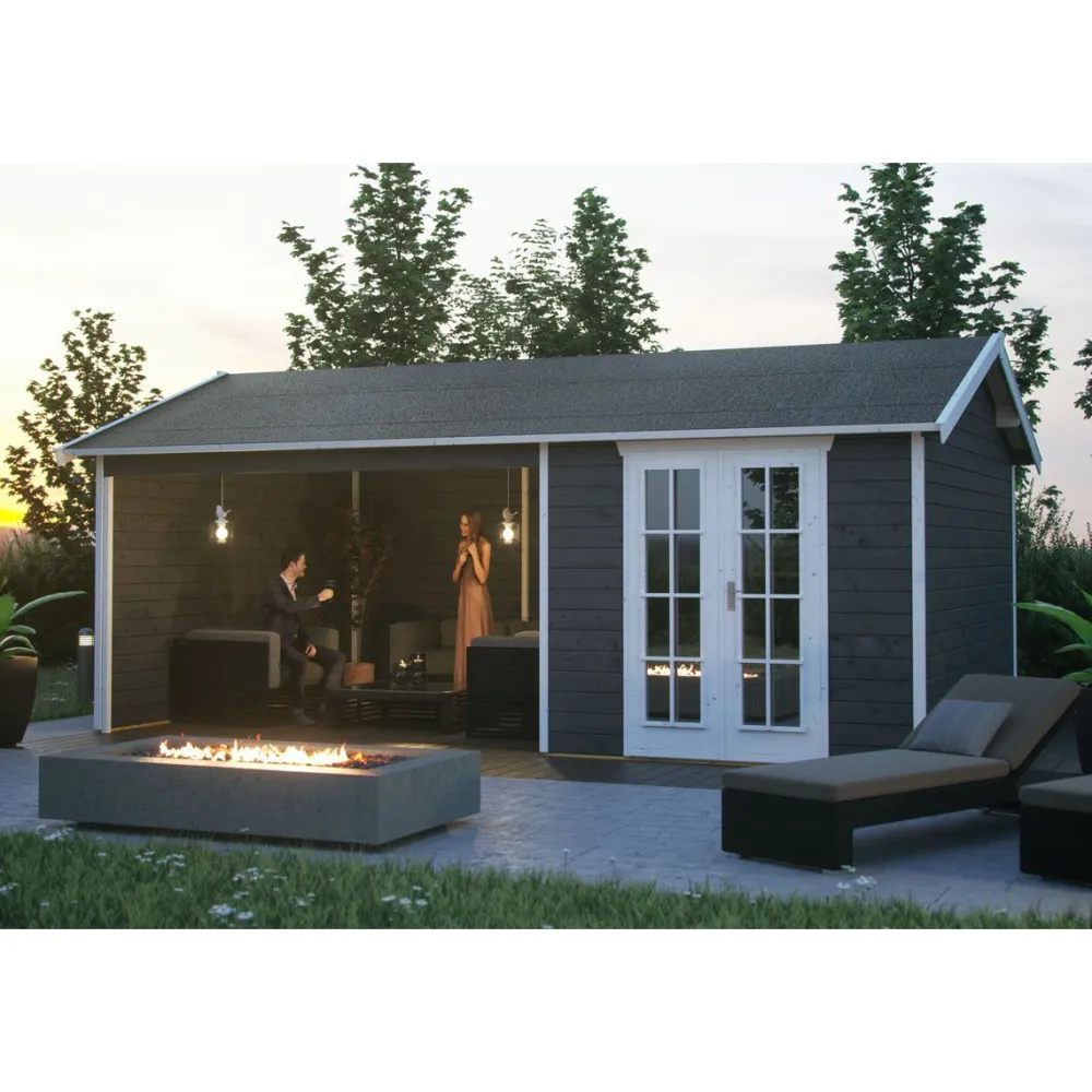 Hot Vierasmaja katoksella Tilburg 9,5 + 13,8 m² harmaa Kesämökit