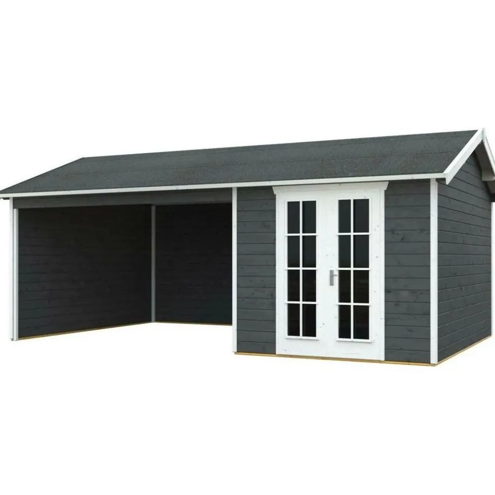 Hot Vierasmaja katoksella Tilburg 9,5 + 13,8 m² harmaa Kesämökit