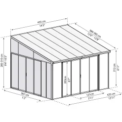 Viherhuone SanRemo Veranda, 16.5m², 4x4.25ft, harmaa*Palram-Canopia Best
