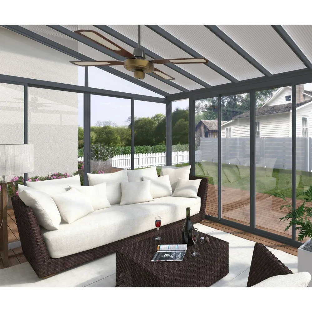 Viherhuone SanRemo Veranda, 16.5m², 4x4.25ft, harmaa*Palram-Canopia Best