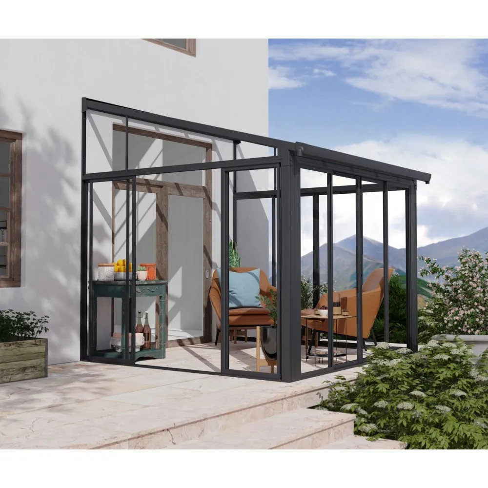 Sale Viherhuone SanRemo Veranda, 9.2m², 3x3.05ft, harmaa Seinäkasvihuoneet|Kasvihuoneet Kennolevyllä