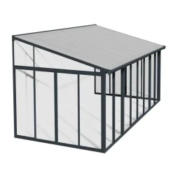 Clearance Viherhuone SanRemo Veranda, 16.3m², 3x5.46ft, harmaa Seinäkasvihuoneet|Kasvihuoneet Kennolevyllä
