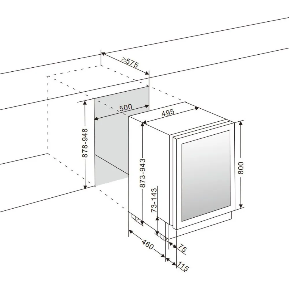 Viinikaappi WineCave 800 50D Fullglass WCD50FGB-800, 49.5cm, 2 lämpötila-aluetta, integroitava, musta*mQuvée Discount