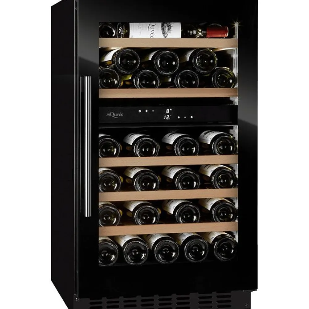 Viinikaappi WineCave 800 50D Fullglass WCD50FGB-800, 49.5cm, 2 lämpötila-aluetta, integroitava, musta*mQuvée Discount