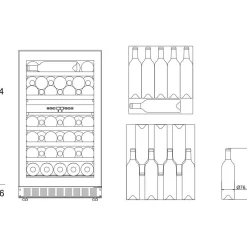 Viinikaappi WineCave 800 50D Fullglass WCD50FGB-800, 49.5cm, 2 lämpötila-aluetta, integroitava, musta*mQuvée Discount