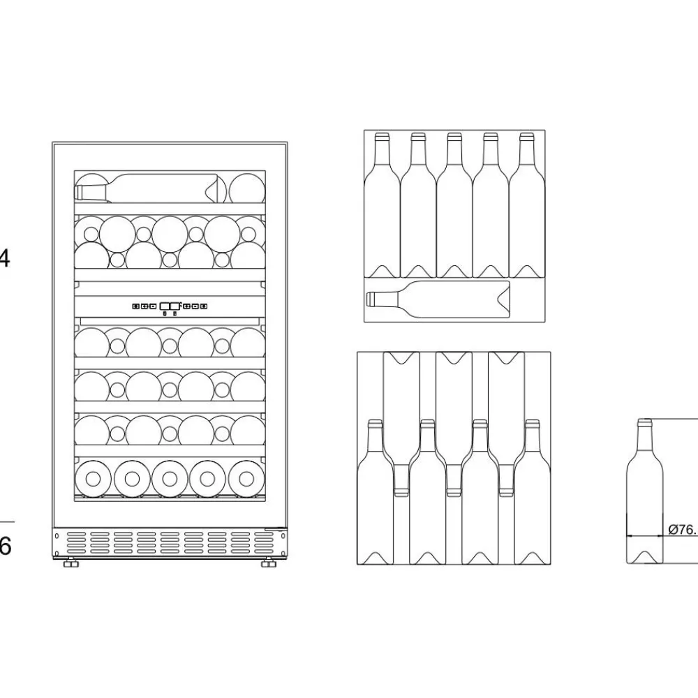 Viinikaappi WineCave 800 50D Fullglass WCD50FGB-800, 49.5cm, 2 lämpötila-aluetta, integroitava, musta*mQuvée Discount