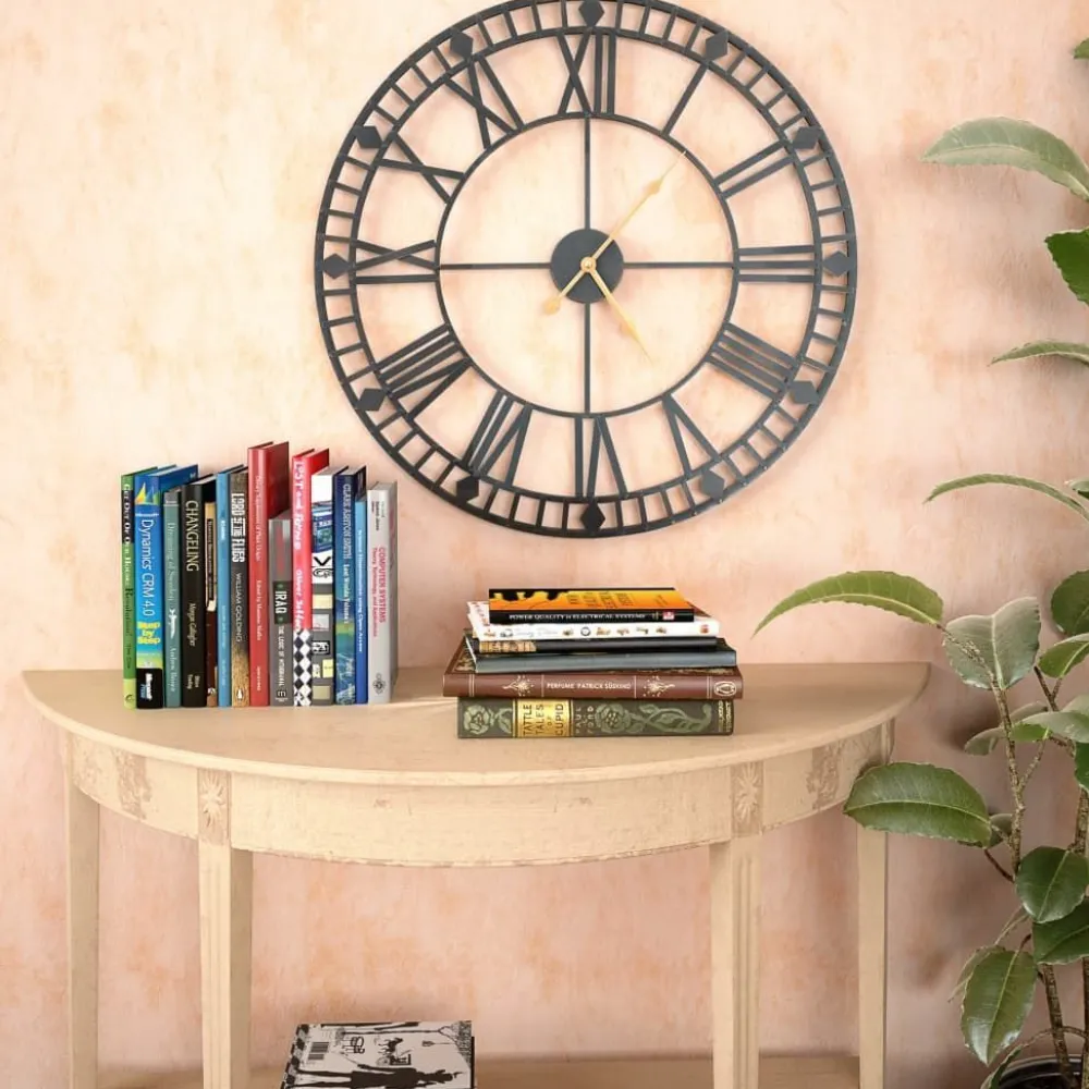 Discount Vintagetyylinen seinäkello kvartsikoneisto metalli 60 cm xxl Seinäkellot