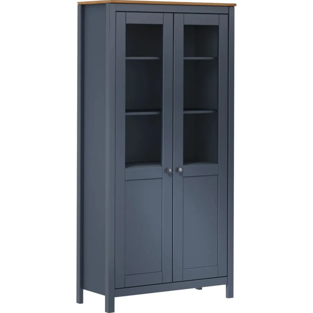 Vitriini Hill harmaa 85x37x170,5 cm täysi mänty (89013) Vitriinit