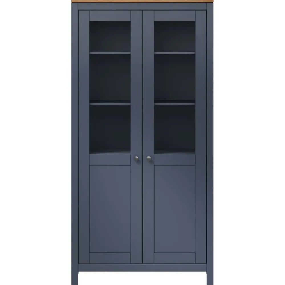 Vitriini Hill harmaa 85x37x170,5 cm täysi mänty (89013) Vitriinit
