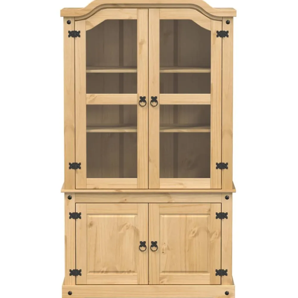 Best Vitriinikaappi Corona 103,5x42x180 cm täysi mänty (02777) Vitriinit
