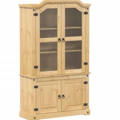 Best Vitriinikaappi Corona 103,5x42x180 cm täysi mänty (02777) Vitriinit