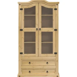 Vitriinikaappi Corona 99x43x187 cm täysi mänty (05682) Vitriinit