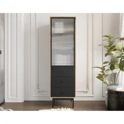 Vitriinikaappi 1D3SZ BARTISE, musta/ruskea (7603)*Nomla Outlet