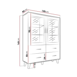 Vitriinikaappi LOTTA II 120 2D4S, beige/musta (2711)*Nomla Hot