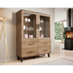 Vitriinikaappi LOTTA II 120 2D4S, beige/musta (2711)*Nomla Hot