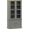 Online Vitriinikaappi VIGO harmaa 85x35x170 cm täysi mänty (53195) Vitriinit