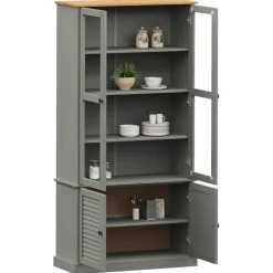 Online Vitriinikaappi VIGO harmaa 85x35x170 cm täysi mänty (53195) Vitriinit