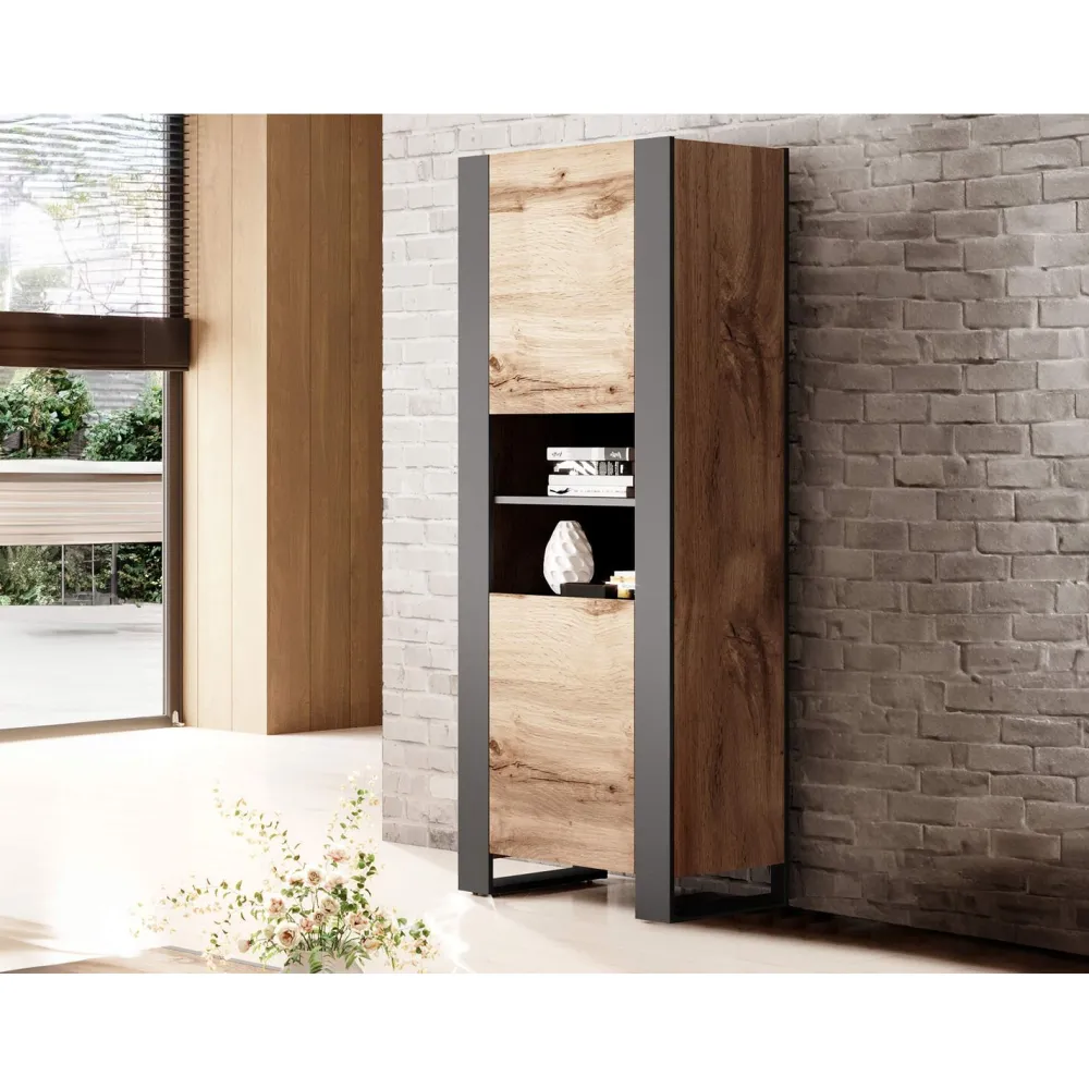 Vitriinikaappi WOOD, beige/tummanharmaa (7404)*Nomla Sale