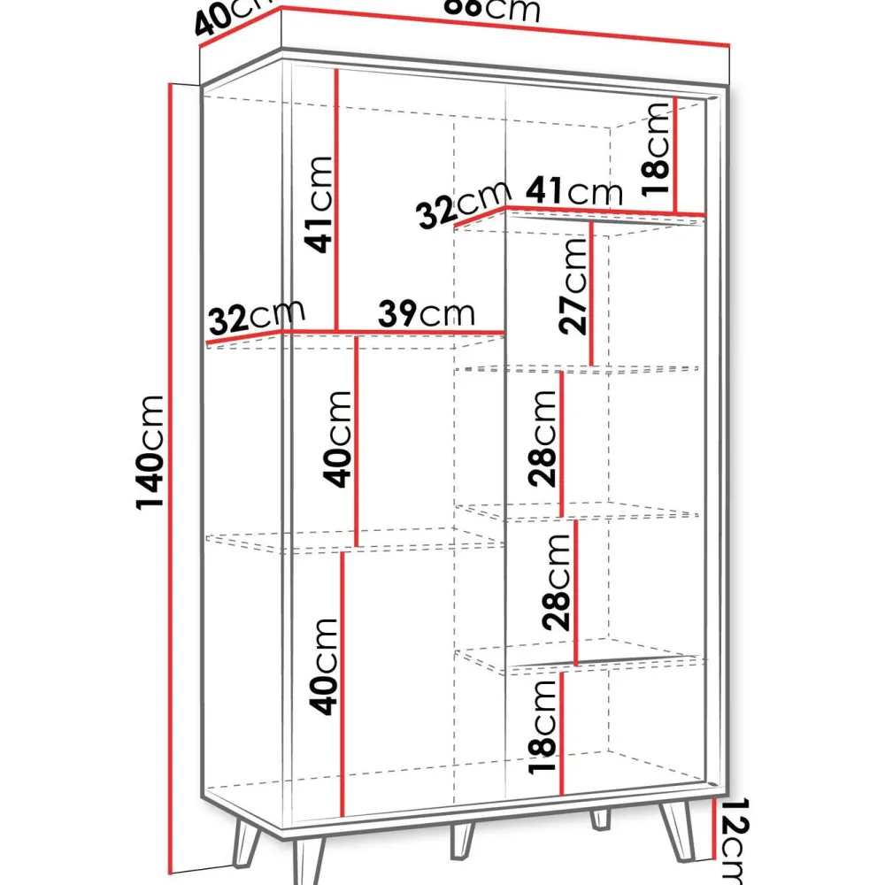 Vitriini FERIDO 2D, 86x140cm, ruskea*Nomla Outlet