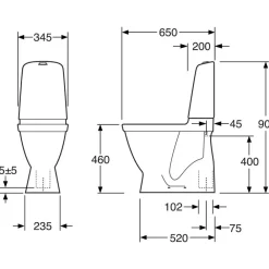 WC-istuin Nautic 1546 Hygienic Flush korotettu piilo-S ilman kantta*Gustavsberg Clearance