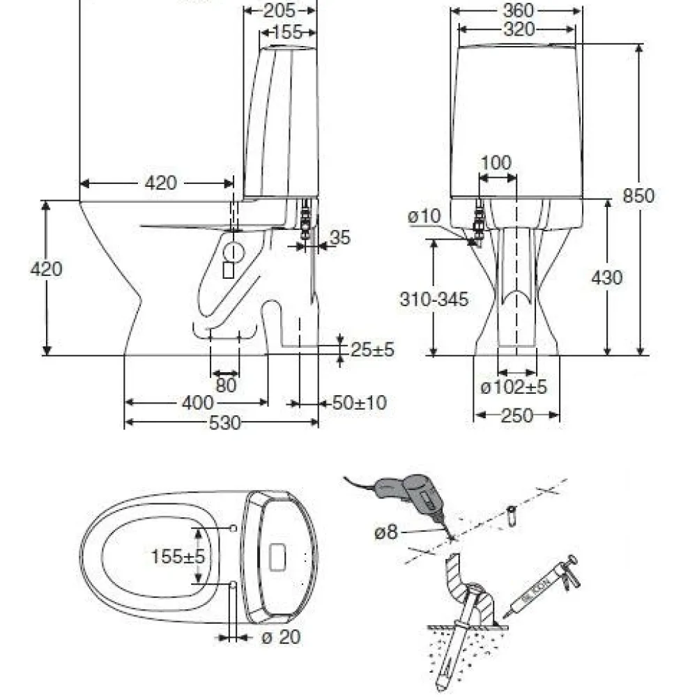 Sale WC-istuin Seven D 13 iso jalka kiinnitysrei'illä ilman istuinkantta 1-huuhtelu Wc-Istuimet, Viemäröinti Lattiaan (S-Lukko)
