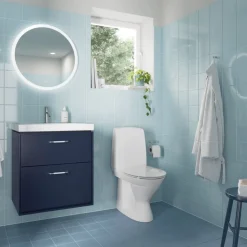 WC-istuin Standard, piilo-S-lukko, 2-huuhtelu, huuhtelukaulukseton, sis. kansi*Ido
