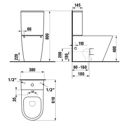 WC-istuin Pako Rimless soft-close -kannella kaksoishuuhtelu, valkoinen*Interia New