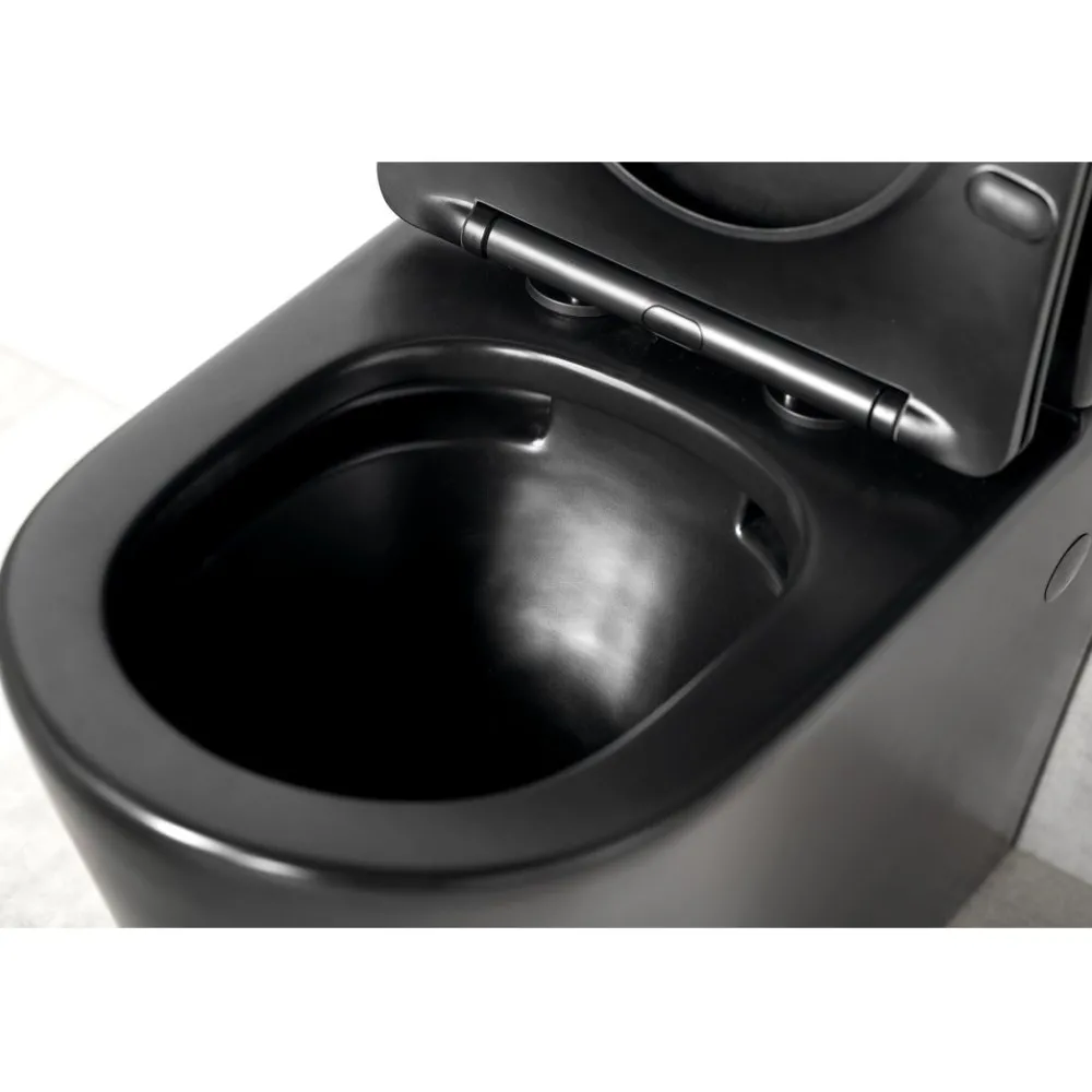 Outlet WC-istuin Pako Rimless soft-close -kannella kaksoishuuhtelu, mattamusta Wc-Istuimet Ilman Huuhtelukaulusta|Wc-Istuimet, Viemäröinti Taakse (P-Lukko)