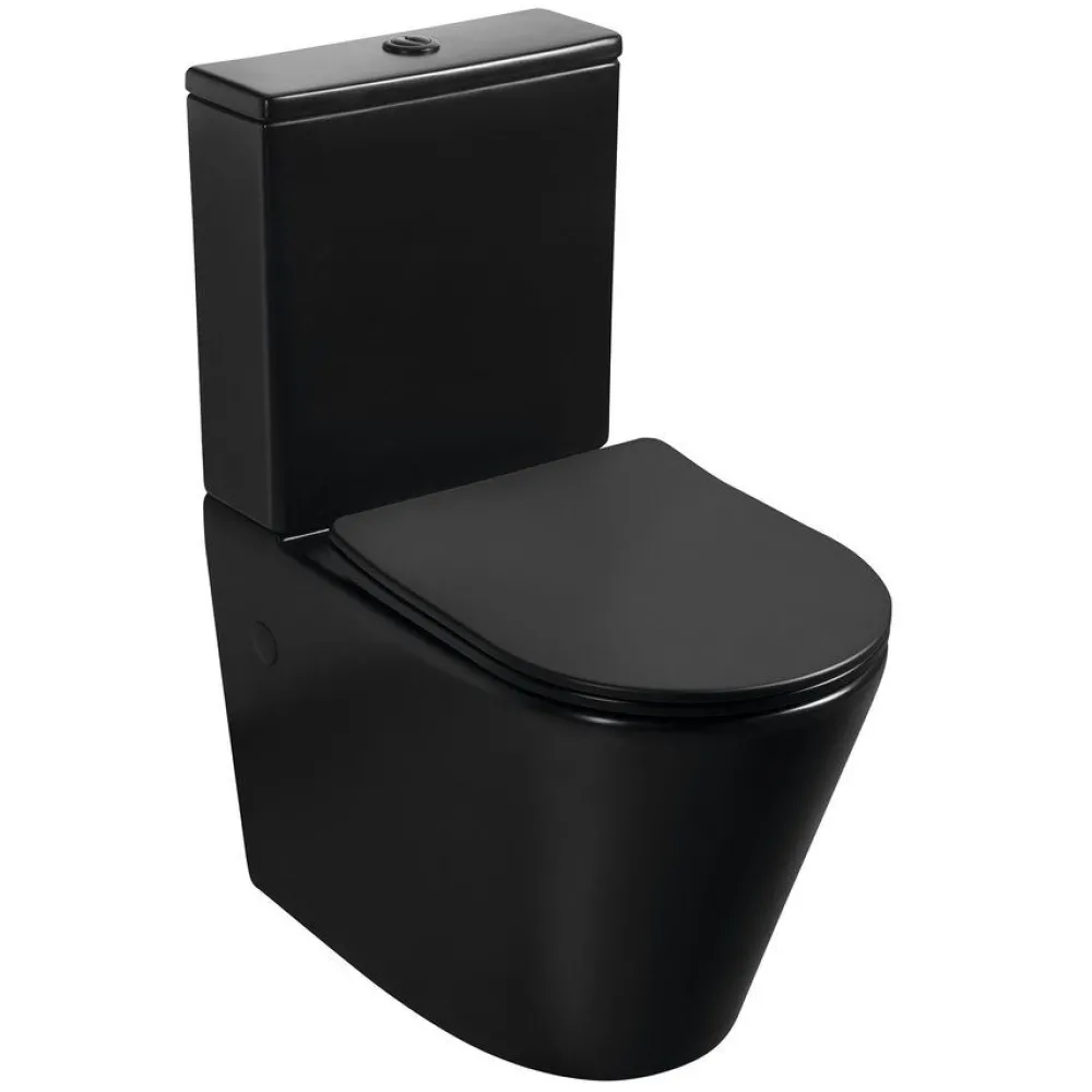 Outlet WC-istuin Pako Rimless soft-close -kannella kaksoishuuhtelu, mattamusta Wc-Istuimet Ilman Huuhtelukaulusta|Wc-Istuimet, Viemäröinti Taakse (P-Lukko)