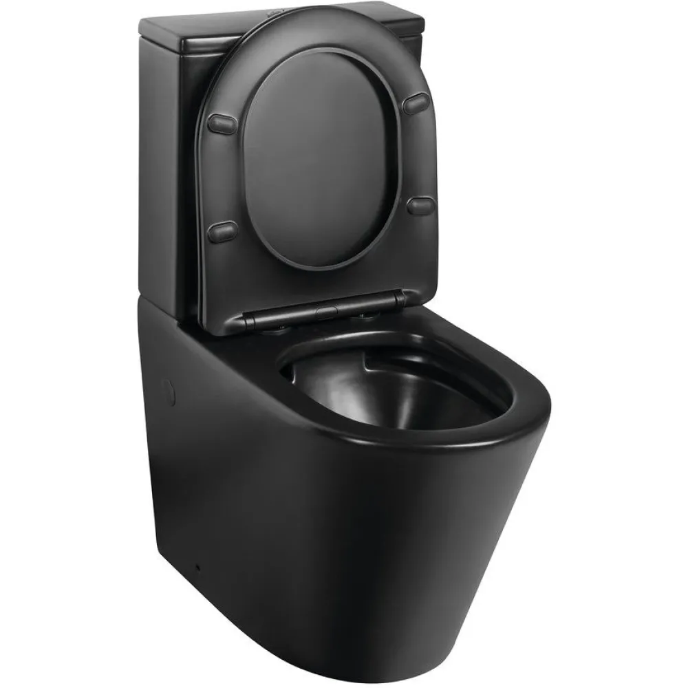 Outlet WC-istuin Pako Rimless soft-close -kannella kaksoishuuhtelu, mattamusta Wc-Istuimet Ilman Huuhtelukaulusta|Wc-Istuimet, Viemäröinti Taakse (P-Lukko)
