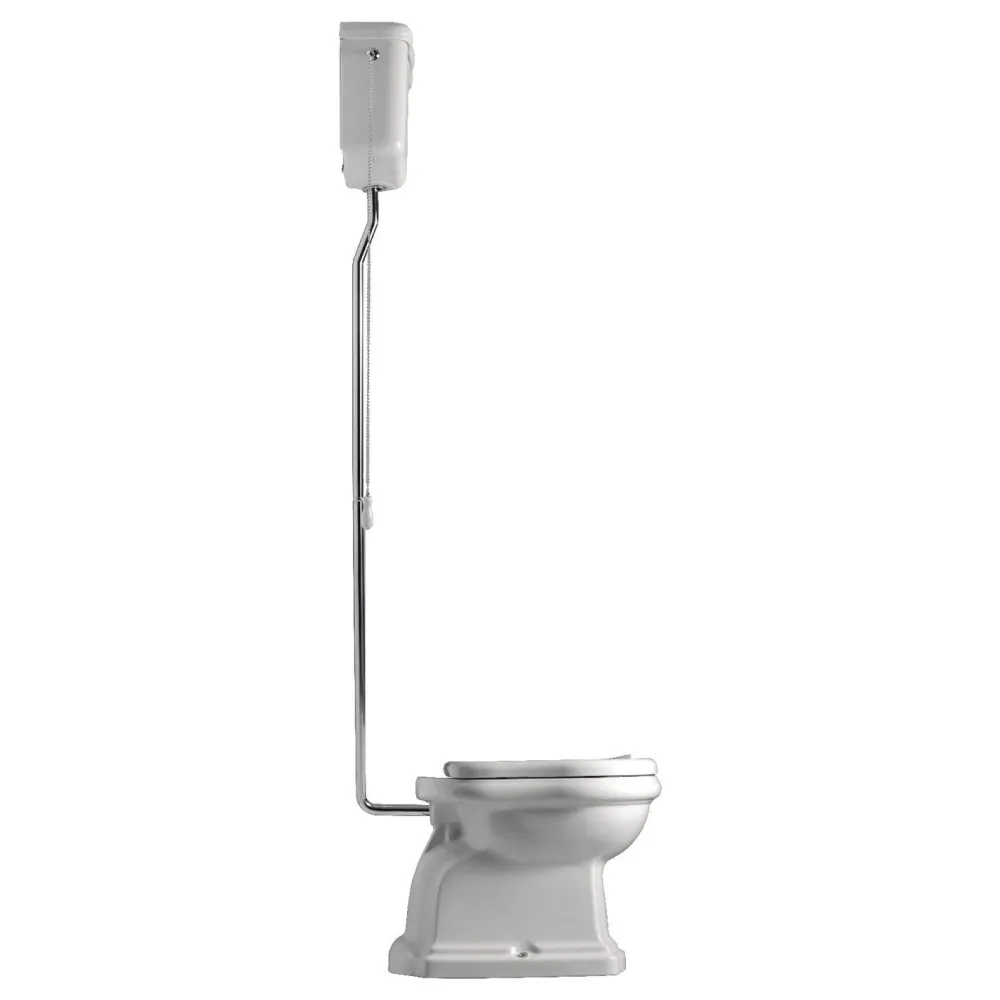 WC-istuin Retro 1 S-lukko keraamisella yläsäiliöllä kromi Wc-Istuimet Yläsäiliöllä|Wc-Istuimet, Viemäröinti Lattiaan (S-Lukko)