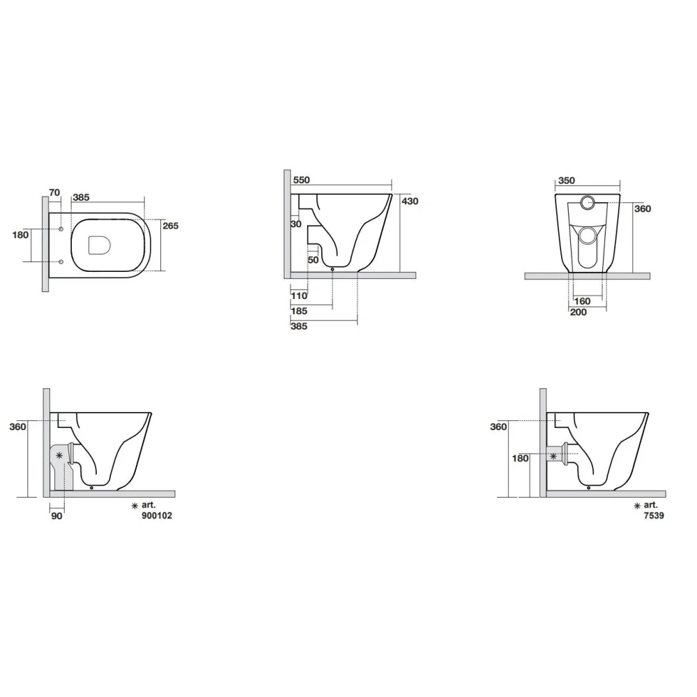 WC-istuin Tribeca Rimless 5114 Rimless seinämalli matta eri värejä Wc-Istuimet Ilman Huuhtelukaulusta|Wc-Istuimet, Viemäröinti Taakse (P-Lukko)