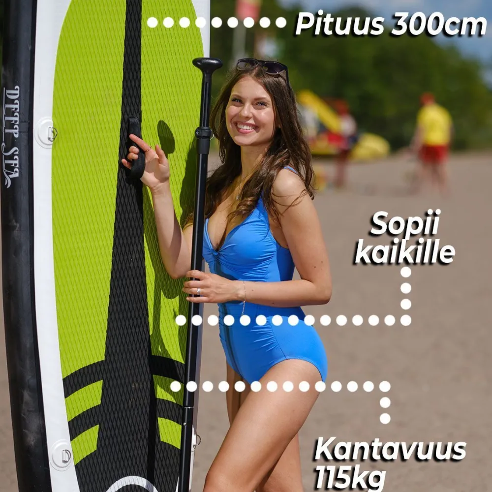 Hot 2x SUP-lautasetti Pro ilmatäytteinen 300 cm 15 PSI limenvihreä Vesiurheilu Ja Uimalelut
