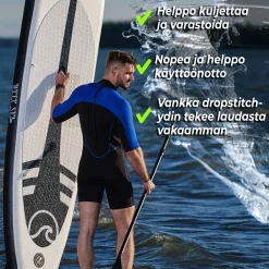 2x SUP-lautasetti XXL ilmatäytteinen 330 cm 15 PSI musta/valkoinen*Deep Sea New