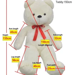 XXL Nalle pehmolelu Valkoinen 150 cm*FinePRICE Discount